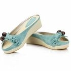Smoothie - Beaded Bow-Accent Wedge Mules