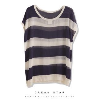 Short-Sleeve Striped Knit Top Short-Sleeve Striped Knit Top