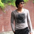 Purplow - Bird Printed Tee Shirt in Beige