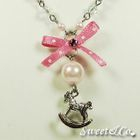 Sweet & Co. - Pink Mini Rocking Horse Crystal Necklace