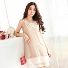 Tokyo Fashion - Crochet-Neckline Mesh-Hem Dress