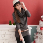 CatWorld - Belted Knit Top with Neckwarmer