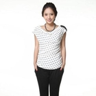O.SA - Embellished Chiffon Panel Dotted Cowlneck Top