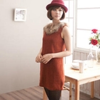 CatWorld - Faux-Fur-Neckline Sleeveless Tunic