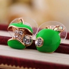 Cuteberry - Rhinestone Apple Ear Studs