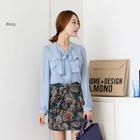 SUVINSHOP - Tie-Neck Ruffled Chiffon Blouse