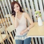 CLICK - Lace-Hem Sleeveless Top