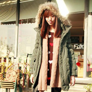 Faux-Fur Trim Hooded Coat