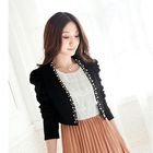 Tokyo Fashion - Shirred-Sleeve Beaded Cropped Jacket