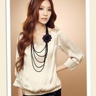 Tokyo Fashion - 3/4-Sleeve Satin Top