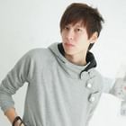 Monkey Shop - Button Detail Stand-Collar Hooded Pullover
