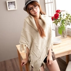 CatWorld - Cowl-Neck Tasseled Poncho