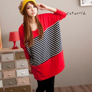 Loose-Fit Striped Panel Top Loose-Fit Striped Panel Top