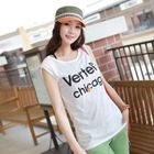 CLICK - Cuffed Sleeve Logo Print T-Shirt