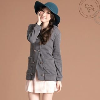 Double-Breasted Hooded Coat With Sash