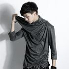 Rememberclick - Cowl Neck 3/4 Sleeve Shirred Top