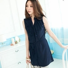 Tokyo Fashion - Tie-Waist Ruffled Sleeveless Blouse