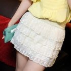59 Seconds - Faux-Pearl Lace-Layered Miniskirt