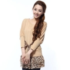 O.SA - Leopard Chiffon-Panel Knit Dress