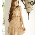 Tokyo Fashion - Pleated Floral Chiffon Dress