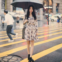 Angel Shine - V領碎花雪紡連衣裙 Angel Shine - V領碎花雪紡連衣裙