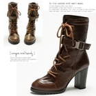 MODELSIS - Genuine Leather Lace-Up Boots (2 Designs)