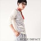 Style Impact - Striped Accent V-Neck Cardigan
