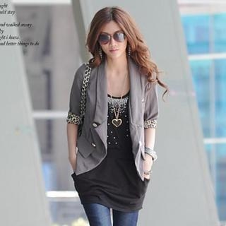 Leopard Patterned Trim Jacket