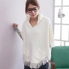 CatWorld - Fringe-Hem Hooded Poncho