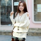 CLICK - Cutout Accent Cable-Knit Top