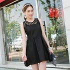 midnightCOCO - Sleeveless Sheer-Panel A-Line Minidress