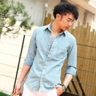 VINTAGE BROTHERS - 3/4-Sleeve Denim Shirt