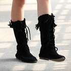 59 Seconds - Fringe Detailed Lace-Up Boots