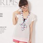ZOO - Floral-Trim Chiffon Empire Top