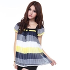 O.SA - Cap-Sleeve Color-Block Pleated Top
