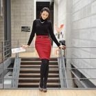 STYLEKELLY - Set: Pencil Skirt + Slim Belt