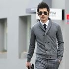 VINTAGE BROTHERS - Shawl Collar Double-Breasted Cardigan