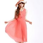 MISSTHEA - Sleeveless Zip-Front Pleated Dress