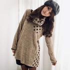 OrangeBear - Dotted Panel Knit Top with Neckwarmer