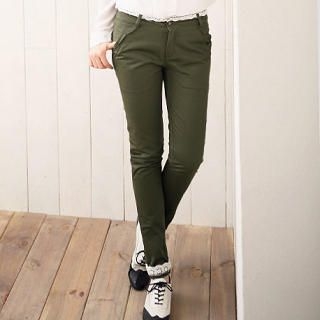 Lace-Trim Slim-Fit Pants