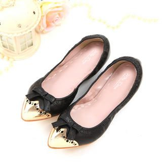Metallic Toe Cap Perforated Flats Metallic Toe Cap Perforated Flats