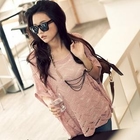 PUFFY - Wide-Sleeve Open-Knit Cape Top