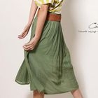 CatWorld - Pleated Long Skirt with Belt