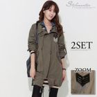 Stylementor - Tab-Sleeve Drawstring Hem Jacket