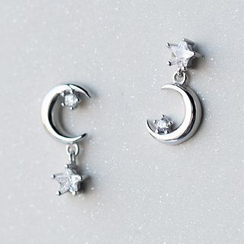 A’ROCH - 925 Sterling Silver Moon-and-Star Earrings A’ROCH - 925 Sterling Silver Moon-and-Star Earrings