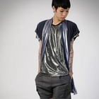 deepstyle - Metallic Shawl-Collar Short-Sleeve Cardigan