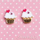 Sweet & Co. - Mini  White Cupcake Crystals Stud Earrings