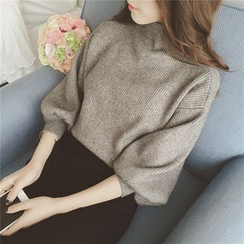 QZ Lady - Mutton Sleeve Mock-Turtleneck Sweater QZ Lady - Mutton Sleeve Mock-Turtleneck Sweater