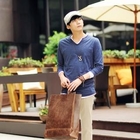 HOTBOOM - V-Neck Long-Sleeve Top