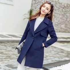 Nyssa - Lapel Long Wool Jacket Nyssa - Lapel Long Wool Jacket